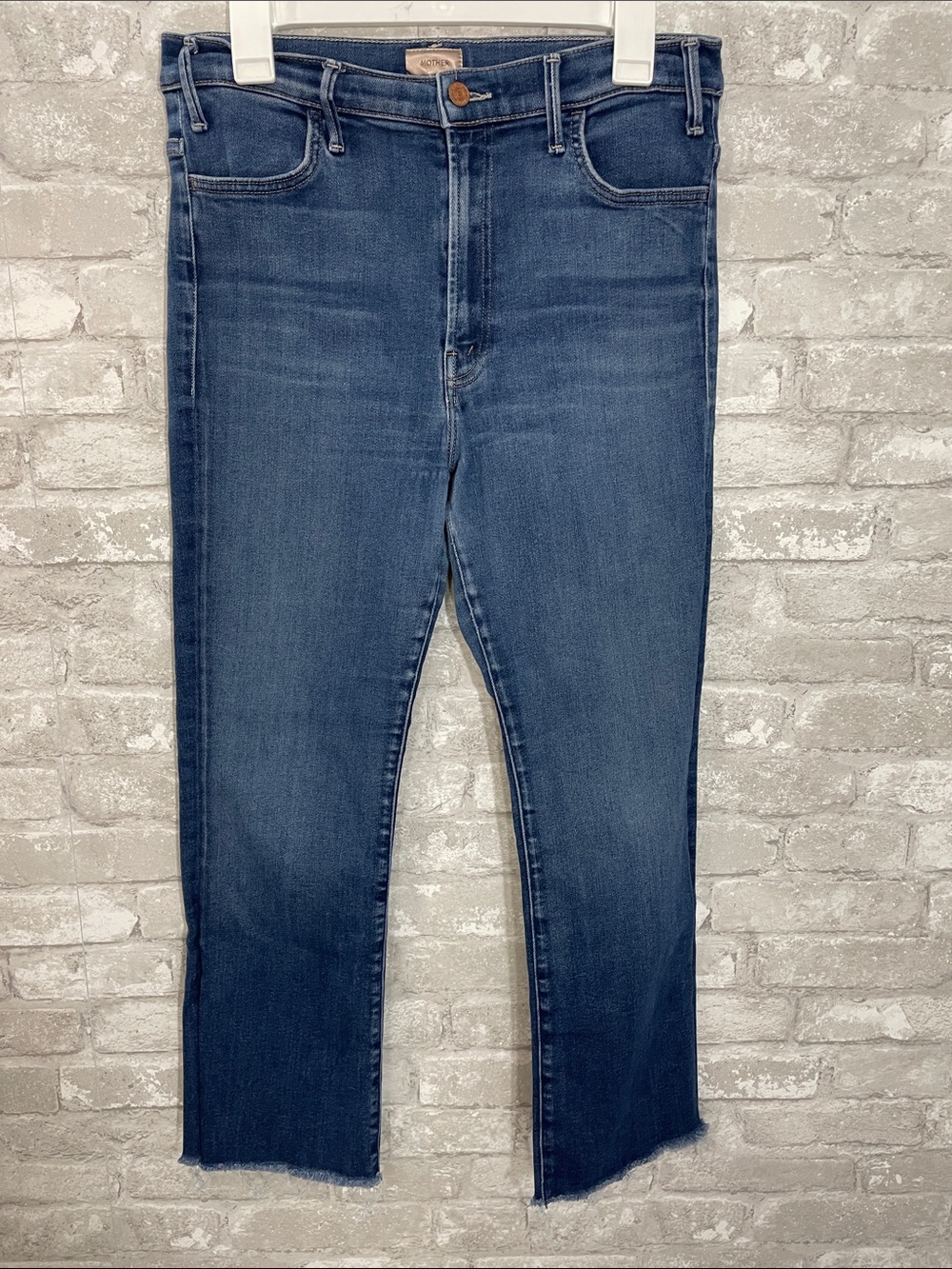 MOTHER Blue The Hustler Ankle Fray Jeans